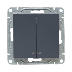 Механизм выключателя, двухклавишный, с подсветкой, графит Эпика EKF UP1-SWG-24