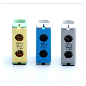 Силовая клемма JUT10-50/3-GY, Проходная клемма, (комплект 3 штуки), тип фиксации провода: винтовой, номинальное сечение: 50 мм кв., 160A, 1000V, ширина: 49,6 мм, цвет: серый, тип монтажа: DIN35