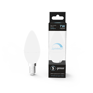 Лампа LED Candle-dim E14 7W 4100К диммируемая 1/10/100 103101207-D
