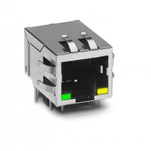 J0026D01BNL, Модульный разъем RJ45, 2 светодиода зеленый и желтый