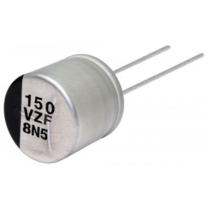 EEHAZF1E151, Полимерный гибридный алюминиевый конденсатор 150мкФ 25В ±20% (8 X 9.5мм) шаг радиальных выводов 3.5мм 0.027Ом 800мА 1000час 150°C