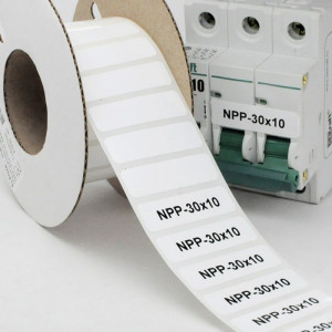 Маркировка прямоугольная NPP-30х10 W, Маркировочная наклейка, для позиционного обозначения электрооборудования в шкафу и маркировки провода, размер 30х10 мм, цвет белый, для принтера: RT200, RT230, в упаковке 3000 наклеек