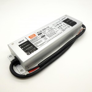 ELG-200-12, AC-DC, 192Вт, IP65, вход 100…305В AC, 47…63Гц/142…431В DC, ККМ, выход 6…12В/16А, изоляция 3750В AC, в кожухе 244х71х37.5мм, -40…+85°С (корпус), потенциометры