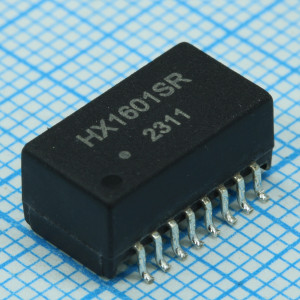 HX1601SR, Телекоммуникационный трансформатор, 10/100Base-TX 1CT:1CT, 16 выводов, 12.7x6.9x6.2mm -40°...+85°C