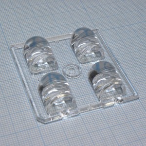 C13604_STRADA-2X2-FN, Квадратная модуль линза 2x2 на 4 светодиода Cree XM-L / LG Innotek серии LEMWA33X, эфф=94%, ассиметричная, 50x50мм H:10мм