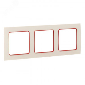 Стокгольм Рамка 3-местная белая с линией цвета красный PROxima EAM-G-304-10