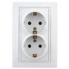 Розетка Plano 1Э-205-01 с заземлением двойная 2X2P+E Schuko, 16А-250В, СУ, без лапок, белый Б0038830