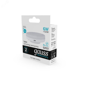 Лампа светодиодная Elementary 6Вт таблетка 4100К нейтр. бел. GX53 460лм 83826