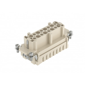 Розеточная контактная вставка HE-016-FC, Розеточная контактная вставка, обжимная фиксация, 16 полюсов + PE, типоразмер 16A, 500V, 16A, (обжимные контакты поставляются отдельно)