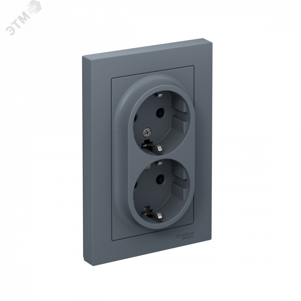 Изображение товара Розетка двойная AtlasDesign 16А IP20 с заземлением грифель