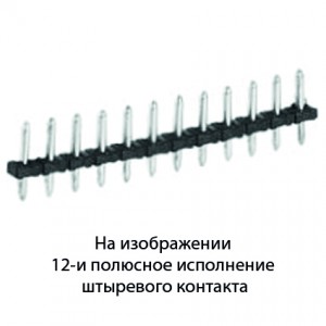 Контакт штыревой Z5.535.0525.0, Штыревой контакт, вертикальный, на плату, диаметр штыря 0,8 мм, шаг 3,5 мм, 5 полюсов, фиксация на плате пайкой, 250V, 4А, цвет: серый, серия 8520 S