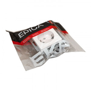 Механизм розетки, 16А, с заземлением, со шторками, белый Эпика EKF UP1-SOW-111