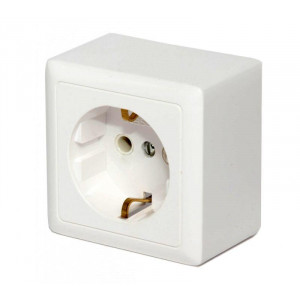 Розетка 1-м ОП Хит 16А IP20 250В с заземл. без защ. шторок бел. SE RA16-133-B