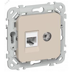 FLITE Розетка 2-местная RJ45/TV категория 5Е UTP РКТВ5е-2-0-ФлЛ льняной IEK FI-AK22-1-K88