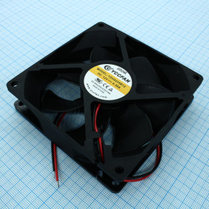 YDH9225B12, Вентилятор 12В 92х92x25 B 3000 об/мин, 82.6м3/час, 34.2дБ, подшипник качения, тип вывода - провод