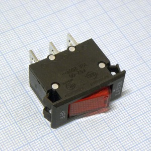 SWR-IRS-1-R10 С авт. откл. 10A (KB-001), Переключатель клавишный с подсветкой, автомат