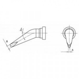 LT HX soldering tip 0,8mm, Жало для паяльника WP80/WSP80/FE75, наклонный 30° клин 0,8х0,4мм, L=17,5мм