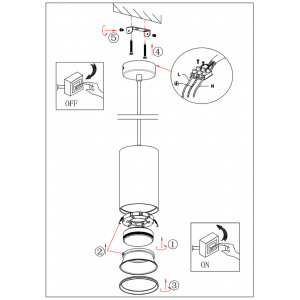 PL12 GX53 BK/SL Подсветка Подвесной светильник под лампу GX53, алюминий, цвет черный+серебро Б0048544