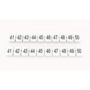 Маркировка (в кассетах) ZB8-10P-19-05Z(H), Кассета с маркировочными шильдиками, для клемм сечением 6 мм.кв., верхняя, 10 шильдиков, нанесенные символы: 41...50, с вертикальным расположением, размер шильдика: 7,45 x 10,7 мм, цвет: белый