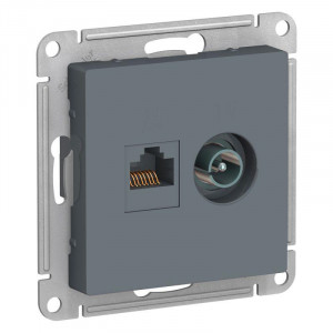 Розетка ATLASDESIGN двойная компьютерная+ТВ RJ45+TV категория 5E механизм грифель ATN000789