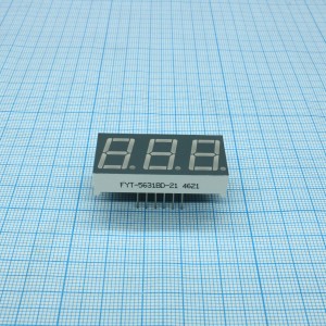 FYT-5631BD-21, 3-х разрядный сегментный дисплей14,2мм/красный/26-38мКд/ОА