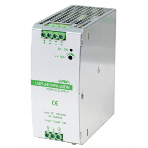 Источник питания USP-240MFA-12DN, Источник питания, однофазный, 12 V DC/16 A, 192 W; диапазон входных напряжений: 85 - 264 V AC; габариты (мм): 110x54x124, металлический корпус, монтаж: на DIN рейку