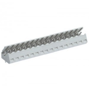 Вилка Wiecon 8213 S / 16 S1 OB GR, Вилочный разъем, угол 45 градусов, на плату, шаг: 5.08 мм, 16 полюсов, фиксация на плате пайкой, исполнение: без маркировки, без боковых стенок, 250V, 8А, цвет: серый