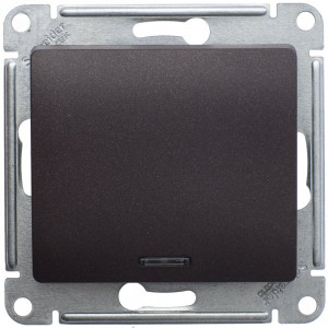 GLOSSA 1-клавишный ПЕРЕКЛЮЧАТЕЛЬ с подсветкой, сх.6а,10АХ, механизам, ШОКОЛАД GSL000863