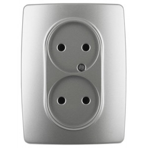 12-2107-03 Розетка 2X2P, 16A-250В, IP20, 2, алюминий (10/100/1600) Б0031240