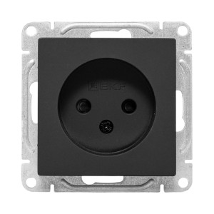 Механизм розетки, 16А, без заземления, со шторками, ч-рный Эпика EKF UP1-SOB-101