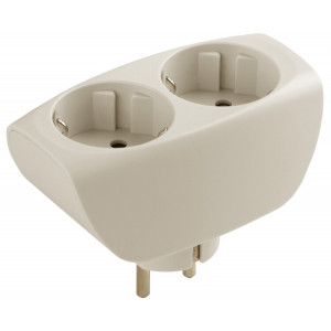 Разветвитель электрический SP-2e-I на 2 розетки с заземлением со шторками 16А слоновая кость Б0002369