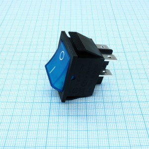 RK1-01-1 07BL B/BL C "0-"WA, Переключатель ON-OFF с подсветкой 15A 250VAC 10000 циклов вогнутая кнопка синяя