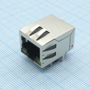 KLS12-TL058N-1x1-G/Y-03-S, Розетка 8P8C (RJ45) со светодиодами и трансформатором