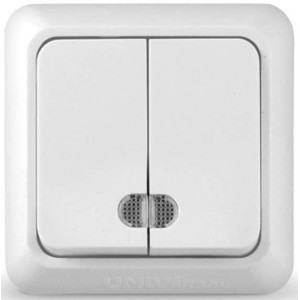 Выключатель 2-кл. ОП Олимп 10А IP20 с подсветкой бел. О0123