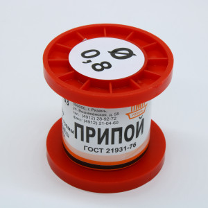 ПОС 63 ПРВ D=0.8мм 50гр., Припой проволочный без канифоли ПОС63 0.8мм 50гр. катушка