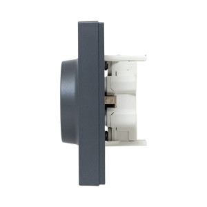 Механизм розетки двойной, 16А, с заземлением, без шторок, с рамкой, графит Эпика EKF UP1-SOG-210