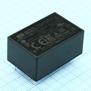 IRM-02-3.3, AC-DC, 2Вт, вход 85…305В AC 47…63 Гц, 120...370B DC, выход 3.3В/600мА, изоляция 3000В AC, в корпусе на плату 33.7х22.2х15мм, -30...+85°C, монтаж в отверстия