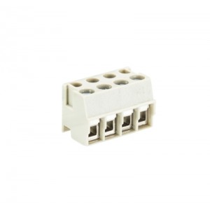 Клемма Wiecon 8142 / 4 OB, Клемма горизонтальный подвод кабеля, на плату, шаг: 5.0 мм, 4 полюса, фиксация провода винтовая, исполнение: без маркировки, 200V, 8А, цвет: серый