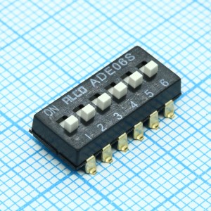 1-1825058-3, Переключатель движковый DIP 6 контактов 0.1A 24В 2.54мм для поверхностного монтажа туба