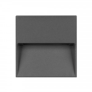 Светильник LGD-TRACE-S100x100-4W Warm3000 (GR, 65 deg, 230V) 029960, Светодиодный накладной квадратный светильник для стен, лестниц, 4Вт. Цвет ТЕПЛЫЙ БЕЛЫЙ 3000K, св.поток 160лм, CRI(Ra)>80, угол 65°, асимметричный свет. Размер 100x100x30мм. Влагозащищенный корпус IP65, алюминий серого цвета. Питание AC230V, 4Вт