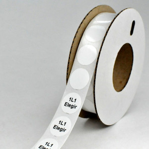 Маркировка круглая NPP-15/1-W, Маркировочная наклейка, для токоведущих шин и электрооборудования, диаметр 15 мм, цвет белый, Наклеек в ряду - 1, для принтера: RT200, RT230, в упаковке 1800 наклеек
