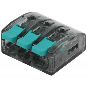 NO-224-50 Клемма СМК компактная, серия 413 с рычагом, 3 отверстия, 0,5-4 мм2 (упак. 2 шт.) (60/1 Б0043968