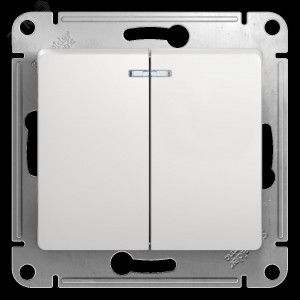 Выключатель 2-кл. СП Glossa 10А IP20 (сх. 5а) 10AX с подсветкой механизм бел. SE GSL000153