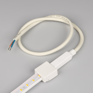 Коннектор питания для ленты ARL-PV (15.5x6mm) 029397, Герметичный коннектор для подключения питания светодиодных лент ARL-50000PV и ARL-10000PV , тип WP2, к сети 230V. Корпус IP65. Провод 600мм, 2х1мм2. Максимальный допустимый ток 3А. Цена за 1шт.