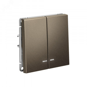 ARTGALLERY 2-клавишный ВЫКЛЮЧАТЕЛЬ с подсветкой, сх.5а, 10АХ, механизм, быстрозажимные клеммы, МОККО GAL000653S