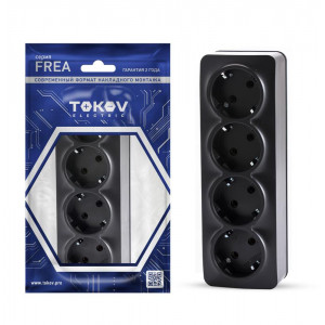 Розетка 4-м ОП Frea 16А IP20 250В с заземл. АБС-пластик карбон TKE-FR-R4Z-C14