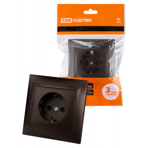 Розетка 2П+З 16А 250В с защ. шт. шоколад "Лама" SQ1815-0511