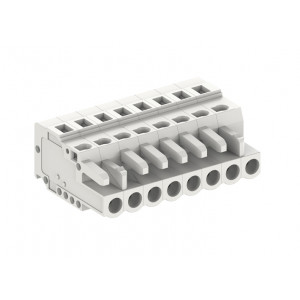 Розеточный разъем на кабель 450606, Розеточный разъем, прямой, на кабель, шаг: 5.0 мм, 6 полюсов, фиксация провода пружинная, исполнение: стандартное, 320V, 12A, цвет: серый