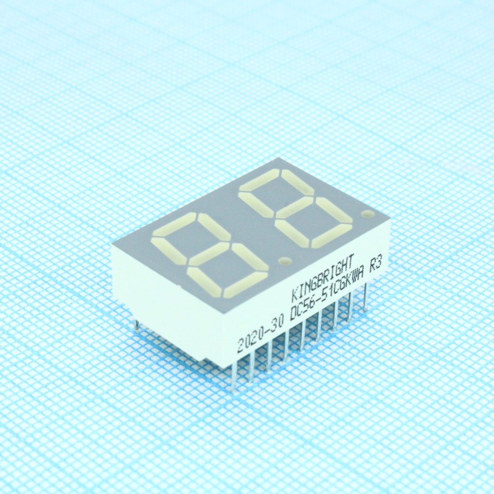 Изображение товара 2-х разрядный зеленый индикатор DC56-51CGKWA 14,22 мм 570 нм