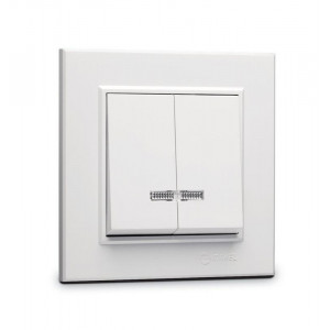 Выключатель 2-кл. СП Karea 10А IP20 с подсветкой бел. 56001023